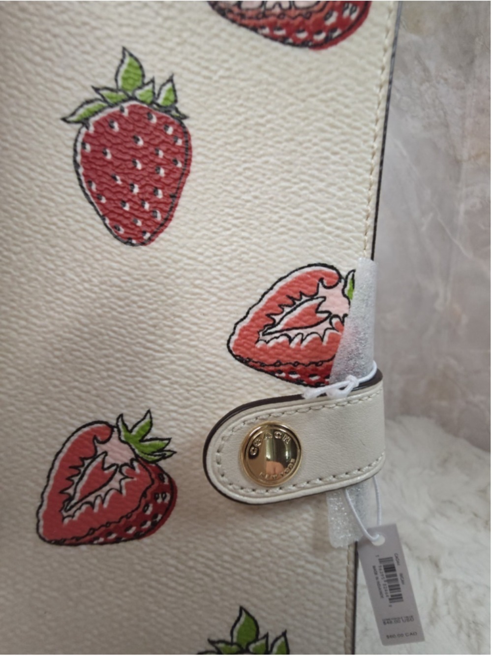 NWT Coach Notebook With Strawberry Print In Canvas/Leather Chalk Multi CAO4 - Picture 6 of 10